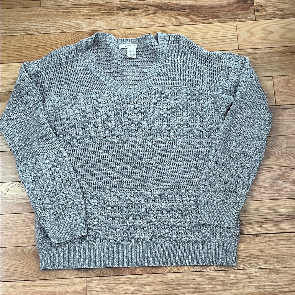 DKNY Women's Gray V-Neck Sweater